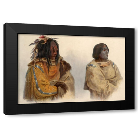 Blackfoot chief and Peikann chief Black Modern Wood Framed Art Print with Double Matting by Bodmer, Karl