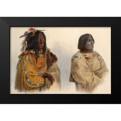 Blackfoot chief and Peikann chief Black Modern Wood Framed Art Print by Bodmer, Karl