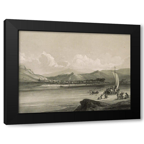 Camp of the Gros Ventres of the prairies Black Modern Wood Framed Art Print by Bodmer, Karl