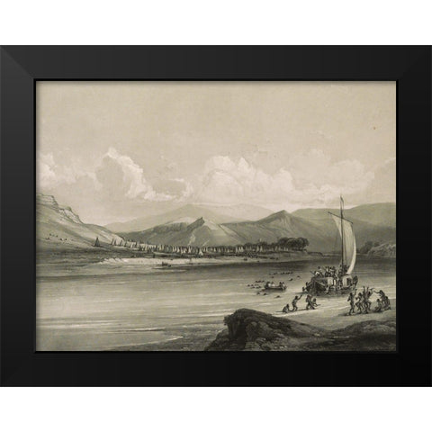 Camp of the Gros Ventres of the prairies Black Modern Wood Framed Art Print by Bodmer, Karl