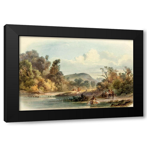 Washinga Sabas grave on Blackbirds hill Black Modern Wood Framed Art Print with Double Matting by Bodmer, Karl