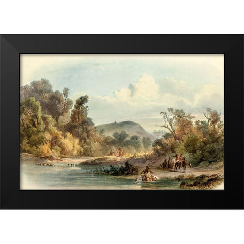 Washinga Sabas grave on Blackbirds hill Black Modern Wood Framed Art Print by Bodmer, Karl