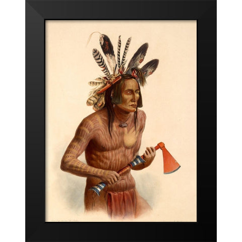 Mato-Tope Warrior Black Modern Wood Framed Art Print by Bodmer, Karl