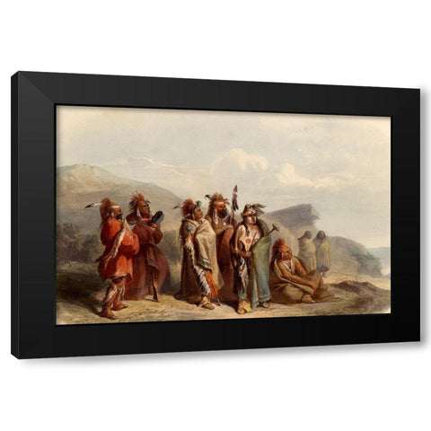 Saukie and Fox Indians Black Modern Wood Framed Art Print by Bodmer, Karl