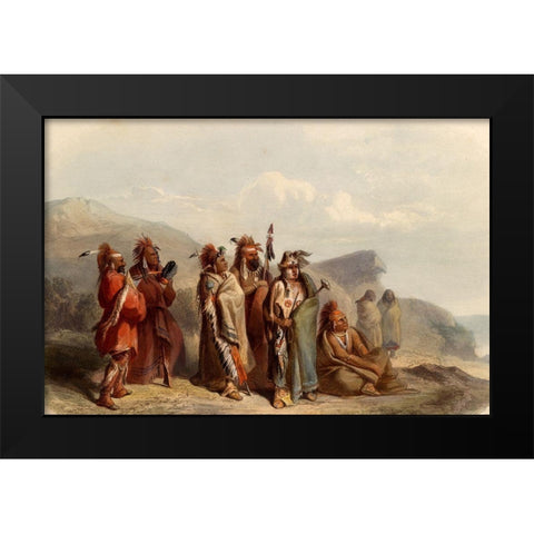 Saukie and Fox Indians Black Modern Wood Framed Art Print by Bodmer, Karl
