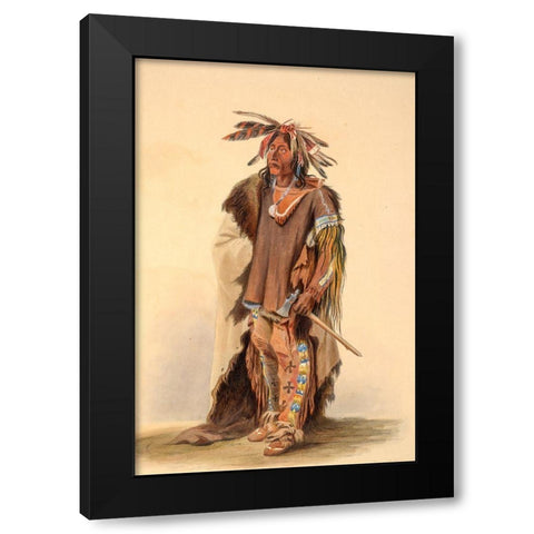 A Sioux warrior Black Modern Wood Framed Art Print with Double Matting by Bodmer, Karl
