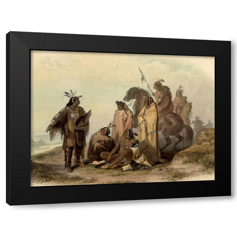 Crow indians Black Modern Wood Framed Art Print with Double Matting by Bodmer, Karl