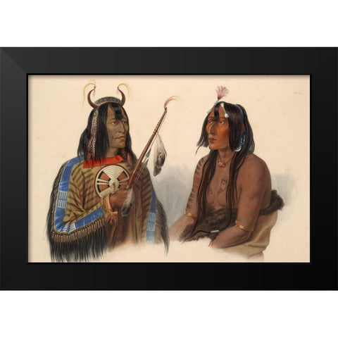 An Assiniboin indian and a Yanktonan indian Black Modern Wood Framed Art Print by Bodmer, Karl