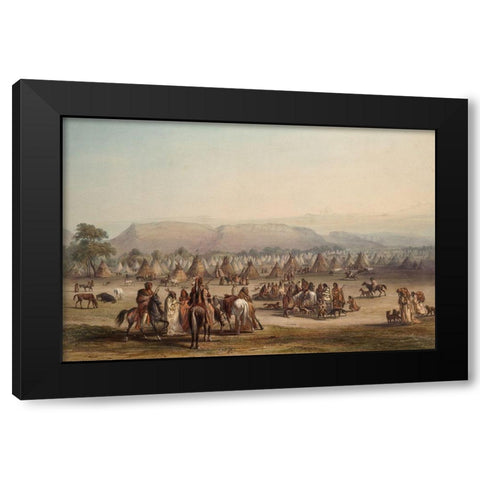 Camp of the Piekann Indians Black Modern Wood Framed Art Print with Double Matting by Bodmer, Karl