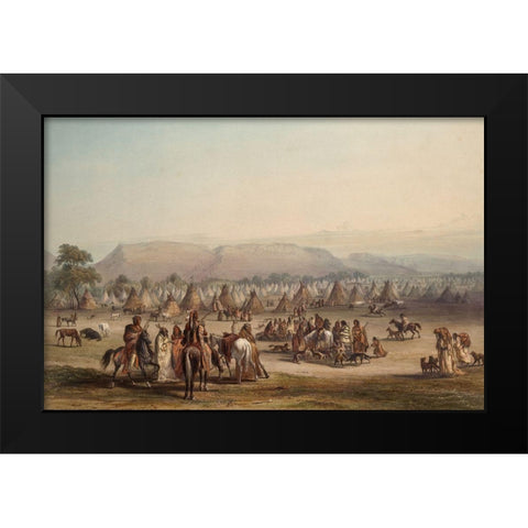 Camp of the Piekann Indians Black Modern Wood Framed Art Print by Bodmer, Karl