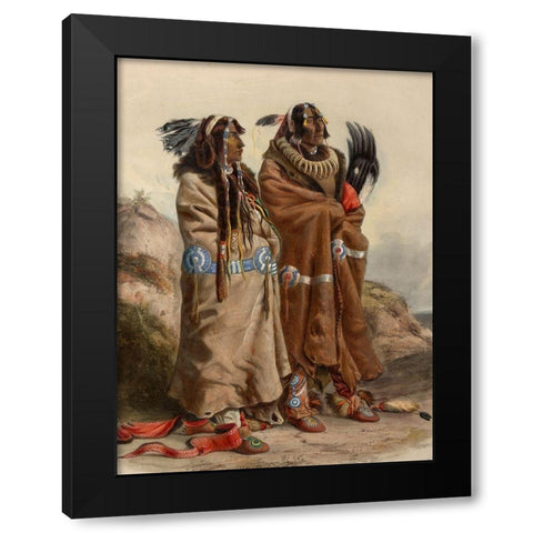 Mandan indians Black Modern Wood Framed Art Print with Double Matting by Bodmer, Karl