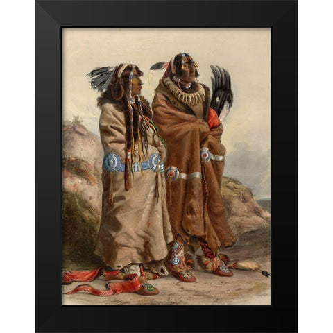 Mandan indians Black Modern Wood Framed Art Print by Bodmer, Karl