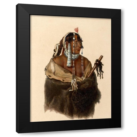 Mandeh-Pahchu A young Mandan indian Black Modern Wood Framed Art Print with Double Matting by Bodmer, Karl