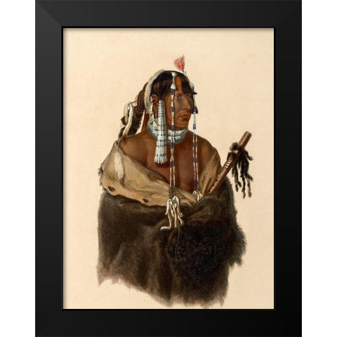 Mandeh-Pahchu A young Mandan indian Black Modern Wood Framed Art Print by Bodmer, Karl