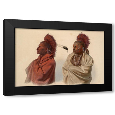 Saki indian and Musquake indian Black Modern Wood Framed Art Print by Bodmer, Karl