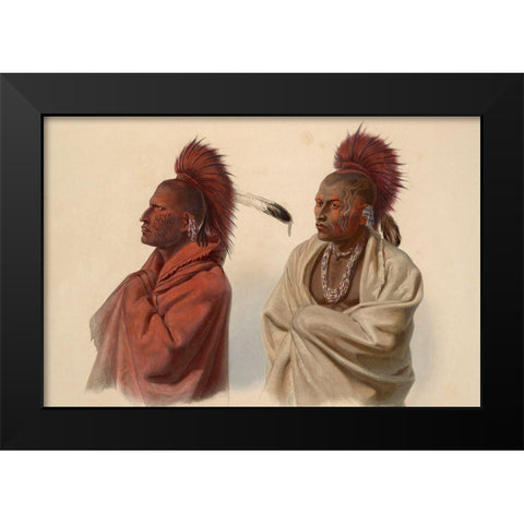 Saki indian and Musquake indian Black Modern Wood Framed Art Print by Bodmer, Karl