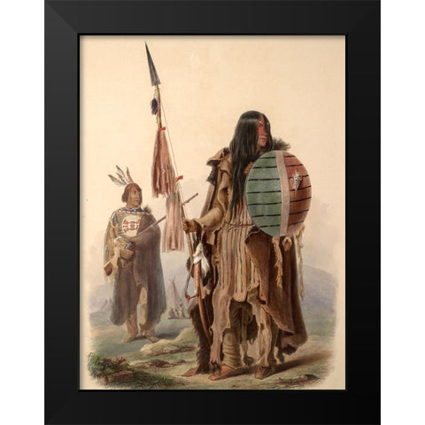Assiniboin indians Black Modern Wood Framed Art Print by Bodmer, Karl