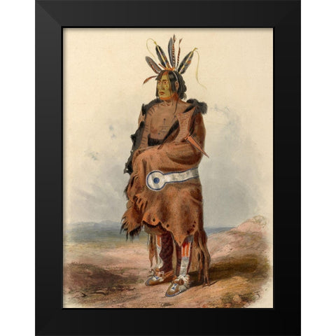An Arrikara Indian Warrior Black Modern Wood Framed Art Print by Bodmer, Karl