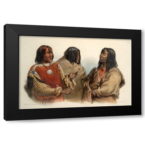 Chief of the Blood indians War chief of the Piekann indians and Koutani indian Black Modern Wood Framed Art Print by Bodmer, Karl