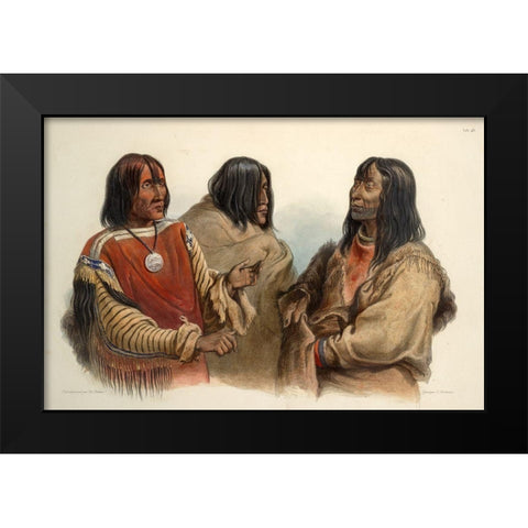 Chief of the Blood indians War chief of the Piekann indians and Koutani indian Black Modern Wood Framed Art Print by Bodmer, Karl