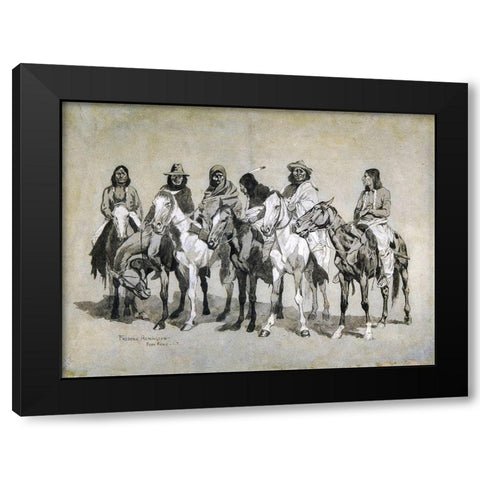 Waiting For The Beef Issue Black Modern Wood Framed Art Print with Double Matting by Remington, Frederic