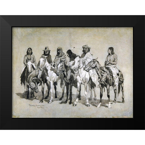 Waiting For The Beef Issue Black Modern Wood Framed Art Print by Remington, Frederic