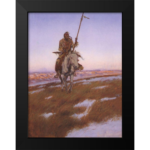 A Cree Indian Black Modern Wood Framed Art Print by Russell, Charles Marion