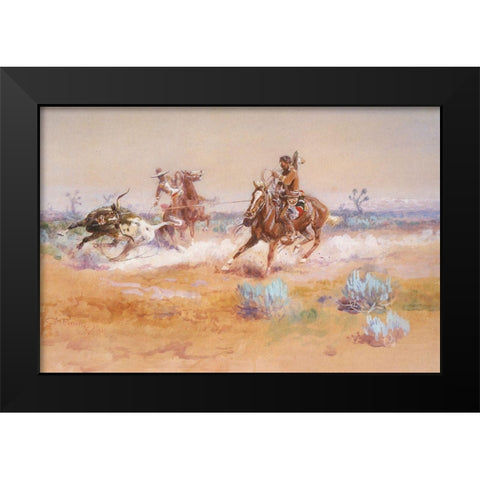 Mexico Black Modern Wood Framed Art Print by Russell, Charles Marion