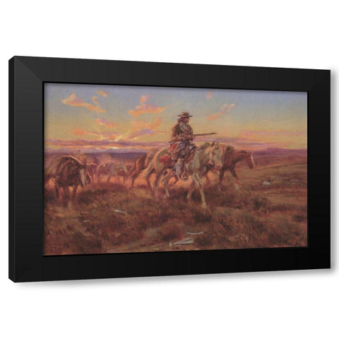 The Free Trader Black Modern Wood Framed Art Print with Double Matting by Russell, Charles Marion