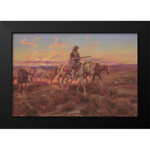 The Free Trader Black Modern Wood Framed Art Print by Russell, Charles Marion