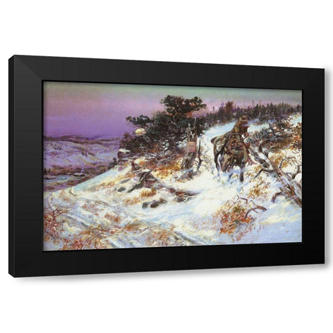 Wolf and Beaver Black Modern Wood Framed Art Print with Double Matting by Russell, Charles Marion