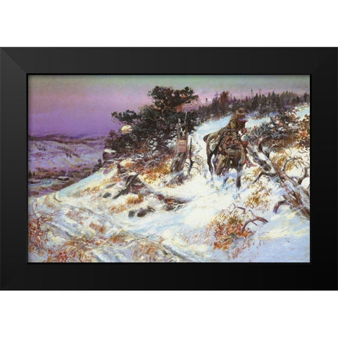 Wolf and Beaver Black Modern Wood Framed Art Print by Russell, Charles Marion