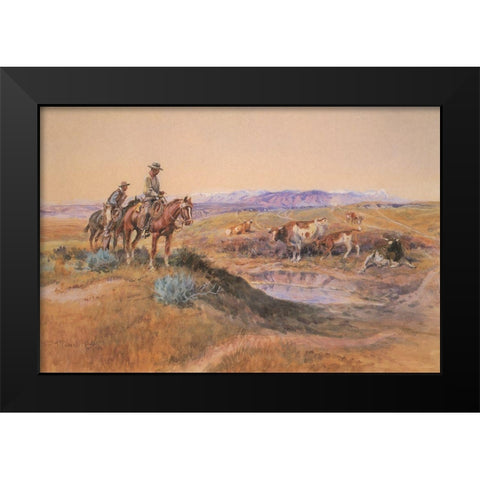 Worked Over Black Modern Wood Framed Art Print by Russell, Charles Marion