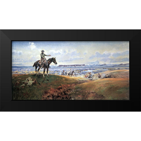 Charles M Russell And His Friends Black Modern Wood Framed Art Print by Russell, Charles Marion