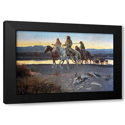 Carsons Men Black Modern Wood Framed Art Print by Russell, Charles Marion