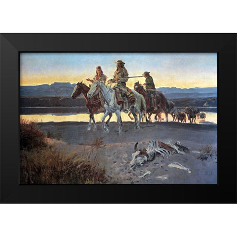 Carsons Men Black Modern Wood Framed Art Print by Russell, Charles Marion