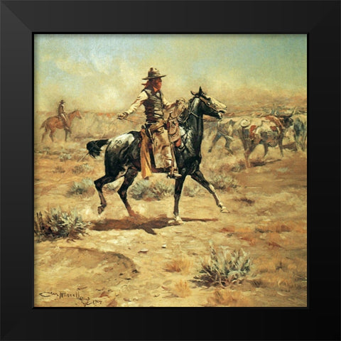 Through the Alkali Black Modern Wood Framed Art Print by Russell, Charles Marion