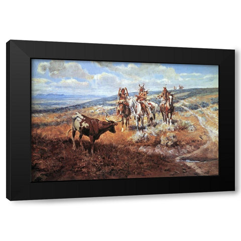 White Mans Buffalo Black Modern Wood Framed Art Print by Russell, Charles Marion