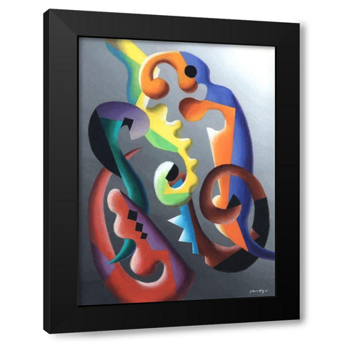 Zillusion III Black Modern Wood Framed Art Print with Double Matting by Wang, John Z.