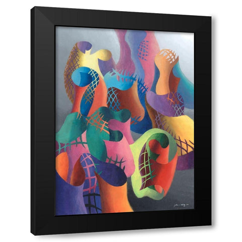Zillusion VIII Black Modern Wood Framed Art Print with Double Matting by Wang, John Z.