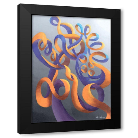 Zillusion IX Black Modern Wood Framed Art Print with Double Matting by Wang, John Z.