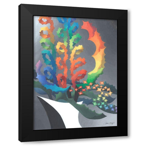 Dream Flowers II Black Modern Wood Framed Art Print by Wang, John Z.
