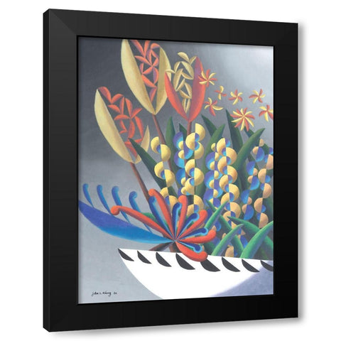 Dream Flowers III Black Modern Wood Framed Art Print by Wang, John Z.