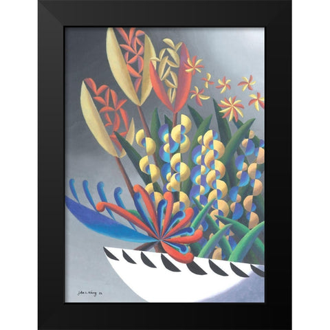 Dream Flowers III Black Modern Wood Framed Art Print by Wang, John Z.