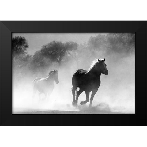 Free Runners Black Modern Wood Framed Art Print by The Yellowstone Collection