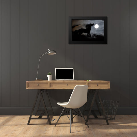 Moonlight Run Black Modern Wood Framed Art Print by The Yellowstone Collection