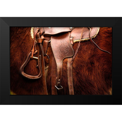 Saddled Black Modern Wood Framed Art Print by The Yellowstone Collection