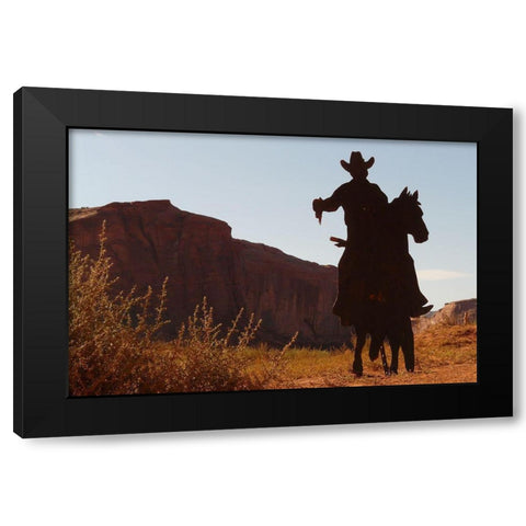 Shadow Rider Black Modern Wood Framed Art Print by The Yellowstone Collection