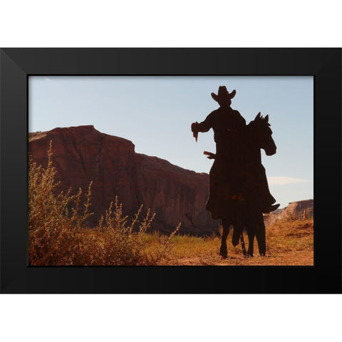 Shadow Rider Black Modern Wood Framed Art Print by The Yellowstone Collection