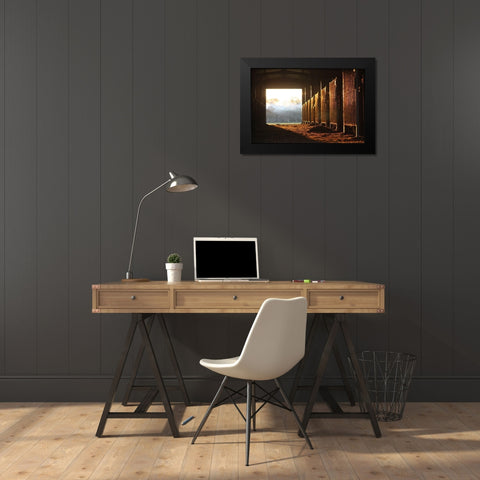 The Old Stable Block Black Modern Wood Framed Art Print by The Yellowstone Collection